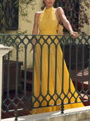 Elegant Chiffon Cape Ruched Maxi Dress