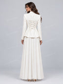 Elegant Peplum Blazer & Pleated Wide Leg Pants Two Piece Set