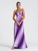 Ombre Halter Pleated Maxi Dress