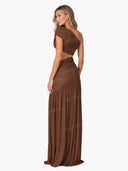 Unique Off-shoulder Waist Hollow Maxi Dress