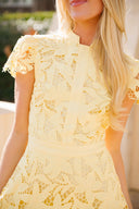Floral Lace Cutout High Neck Mini Dress