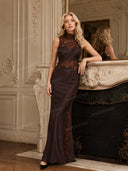 Sexy Lace Satin Maxi Dress