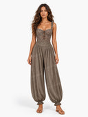 Sexy Lace Strapless Ruched Harem Pants Set