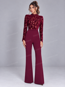 Elegant Lace Panel Flared Jumpsuit