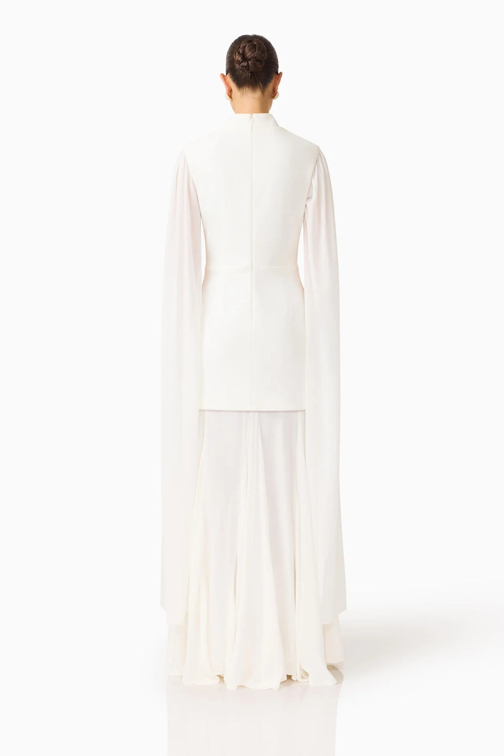 Elegant High Neck Chiffon Cape Maxi Dress