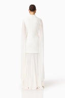 Elegant High Neck Chiffon Cape Maxi Dress