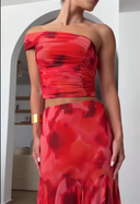Floral Print Ruched Two-Piece Set