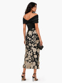 Elegant Floral Embroidered Off-Shoulder Maxi Dress