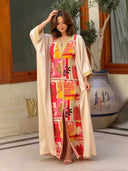 Retro Abstract Floral Print Maxi Dress