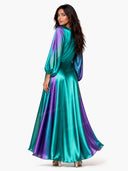 Luxury Satin Gradient V-Neck Maxi Dress