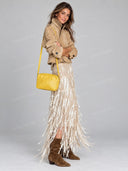 Sequin Fringe Maxi Skirt