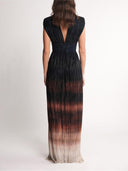 Elegant Deep V-Neck High Slit Maxi Dress
