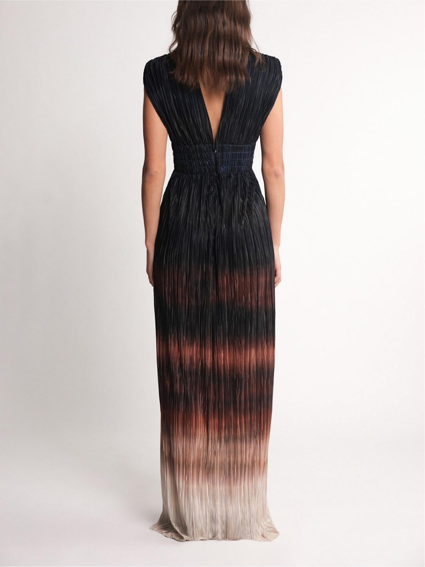 Elegant Deep V-Neck High Slit Maxi Dress
