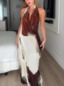 Luxe Flowing Halter Neck Maxi Dress