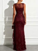 Sequin Jacquard Boat Neck Maxi Dress