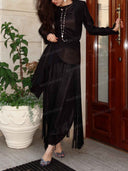 Elegant Long Sleeve Top & Fringe Pants Two-Piece Set