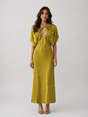 Elegant Burgundy Cape Sleeve Cutout Maxi Dress