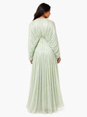 Elegant Pleated Batwing Sleeve Maxi Dress