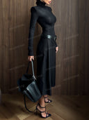 Elegant Mock Neck Bodysuit & Wide Leg Pants Two Piece Set