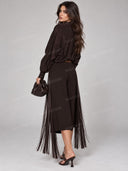 Elegant Cropped Top & Fringe Capri Pants Two-Piece Set