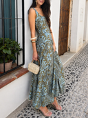 Elegant Printed Maxi Dress & Chiffon Cover-Up Two-Piece Set