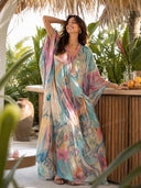 Bohemian Print Drop-Shoulder Loose Maxi Dress