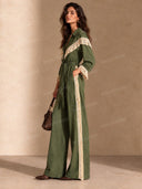 Fringe Trim Belted Wide Leg Jumpsuit