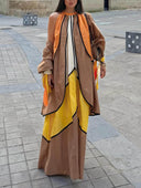 Elegant Colorblock Halter Neck Flowing Maxi Dress