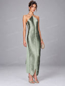 Sexy Halter Bodycon Fringe Maxi Dress