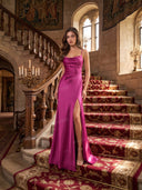 Sexy Elegant Satin Side High Slit Maxi Dress
