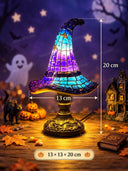 Halloween Sun Witch Hat Stained Glass Table Lamp