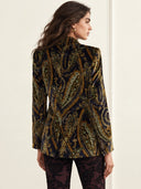 Paisley Print Velvet Double Breasted Blazer