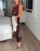 Luxe Flowing Halter Neck Maxi Dress