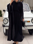 Elegant Shimmer Satin Batwing Sleeve Kaftan Maxi Dress
