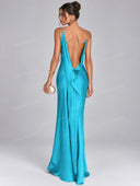 Sexy Elegant Satin Side High Slit Maxi Dress