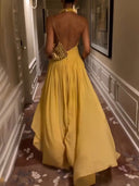 Elegant Chiffon Cape Ruched Maxi Dress