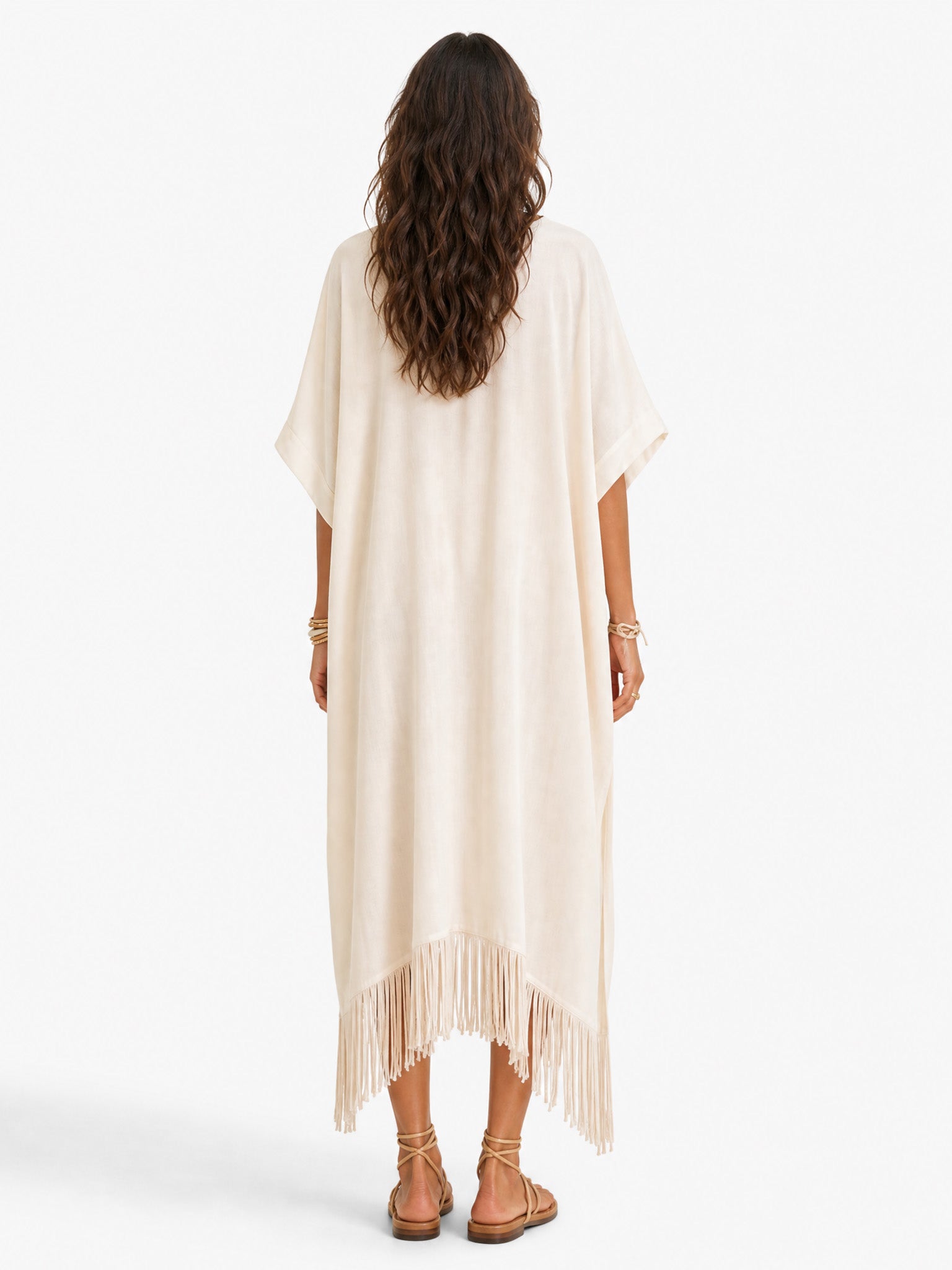V-Neck Tassel Design Maxi Dress