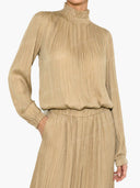Modern Casual Chiffon Ruffle Top and Pleated Elastic-Waist Skirt Set