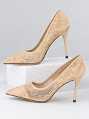 Floral Lace Pointed Toe Stiletto Pumps
