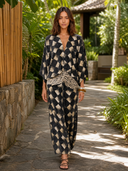 Casual Abstract Plaid Print Kimono Sleeve Maxi Dress