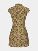 Retro Jacquard Frog Button Mini Dress