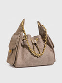 Suede Quilted Chain Shoulder Bucket Bag