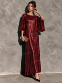 Sequin Cape Sleeve Maxi Party Dress