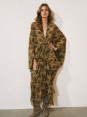 Paisley Print Deep V-Neck Draped Maxi Dress