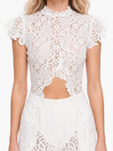 Lace Long-sleeved Top And Wide-leg Pants Set（Headscarf Not Included）