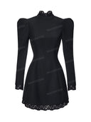 Elegant Puff Sleeve Lace Trim Prom Mini Dress