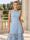 Elegant Lace Boat Neck Sleeveless Maxi Dress