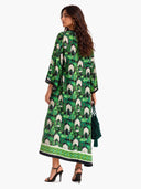 Emerald Oasis Scenic Print Tassel Maxi Dress