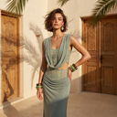 Sexy Lace Corset Top & Draped Maxi Skirt Set