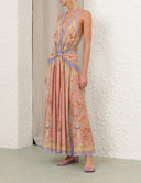 Bohemian Floral Print Deep V-Neck Maxi Dress